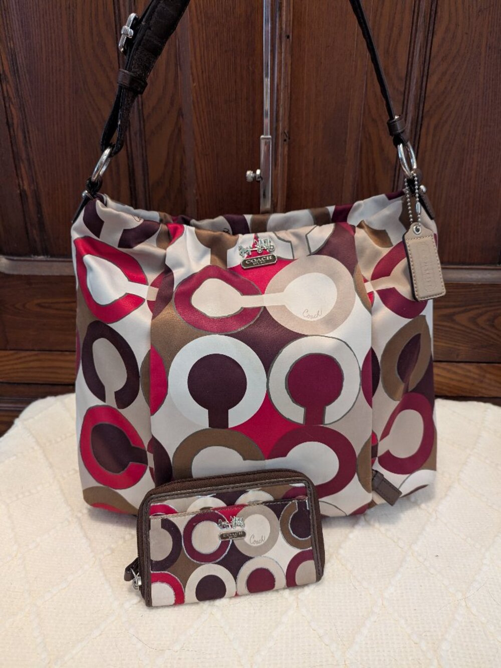 COACH Madison Graphic Op Art Metallic Isabelle shoulder bag & card holder